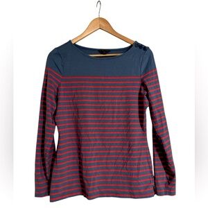 Brooks Brothers Red and Blue Striped Long Sleeve Cotton T-Shirt - Size Medium